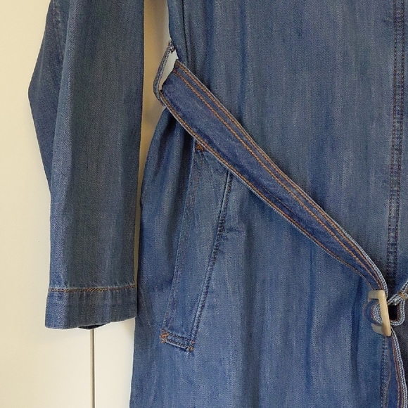 Joe Fresh Blue Trench Coat Classic Oversized Fit - Picture 3 of 8